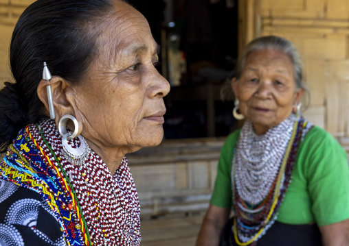 Tripura tribe women with traditional necklaces and earrings, Chittagong Division, Rowangchhari, Bangladesh