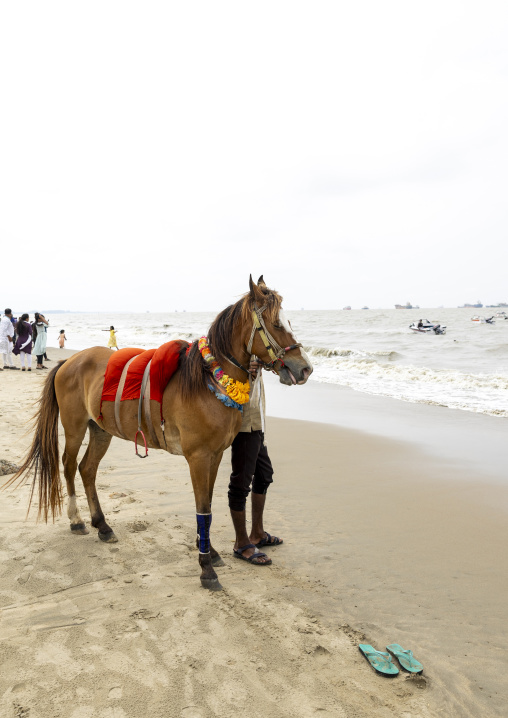 Horse riding on the beach for tourists, Chittagong Division, Chittagong, Bangladesh