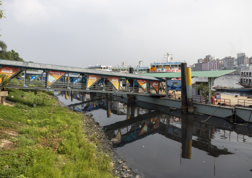 Anchored ferry vessels at the dockyard, Dhaka Division, Dhaka, Bangladesh