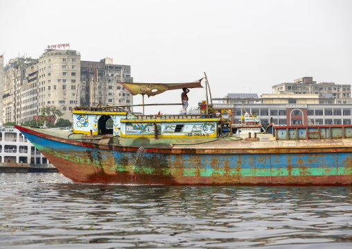 Boat loaded of sand on Buriganga river, Dhaka Division, Keraniganj, Bangladesh