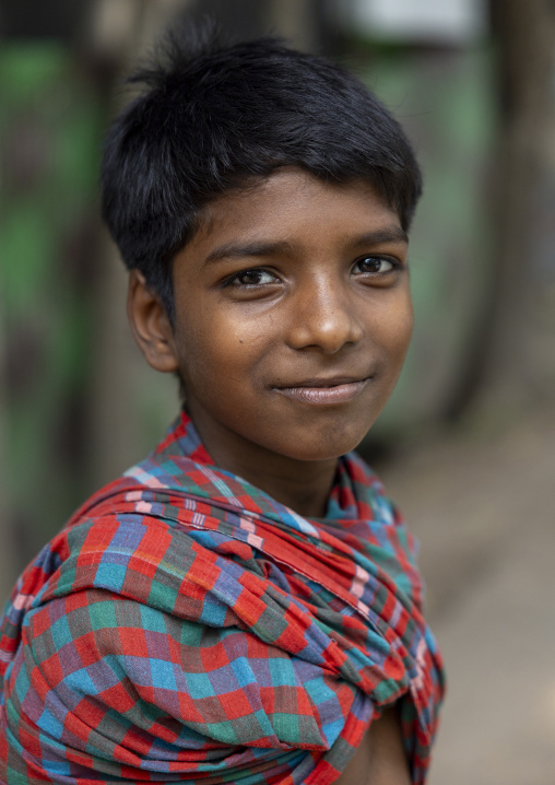 Portrait of a bangladeshi boy with a scarf, Dhaka Division, Shivalaya, Bangladesh