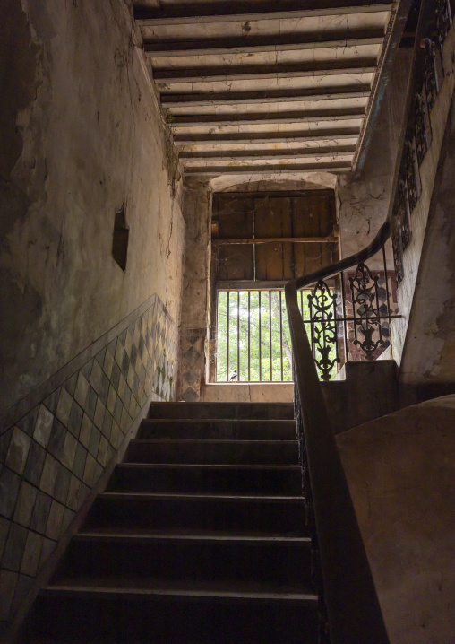 Stairs in an heritage house at Pakutia Zamindar Bari, Dhaka Division, Nagarpur, Bangladesh