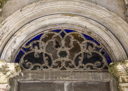 Stained glass in an heritage house at Pakutia Zamindar Bari, Dhaka Division, Nagarpur, Bangladesh