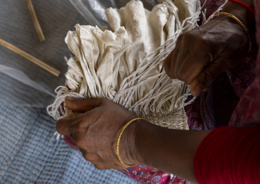 Shawl made with tie-dye resist dyeing technique in Living Blue, Rangpur Division, Goalpara, Bangladesh