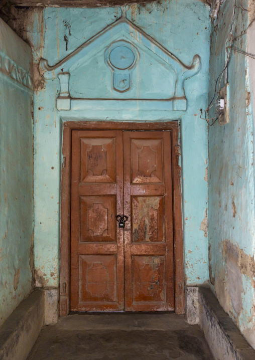 Old wooden door with decoration, Rajshahi Division, Manda, Bangladesh