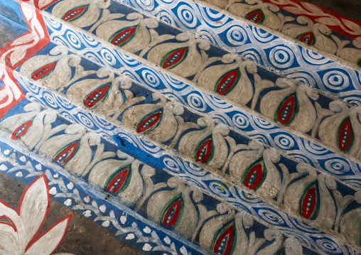 Traditional colorful wall painting in a bangladeshi house, Rajshahi Division, Tikoil, Bangladesh