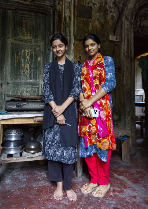 Portrait of Bangladeshi hindu sisters, Rajshahi Division, Natore, Bangladesh