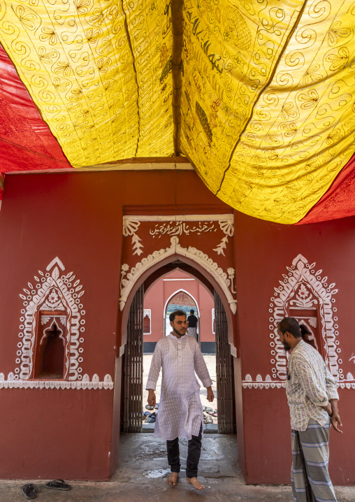 Bangladeshi men entering the Mausoleum of Khan Jahan Ali, Khulna Division, Bagerhat, Bangladesh