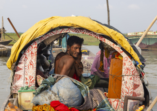 River gypsy man living on his boat, Barisal Division, Barisal, Bangladesh