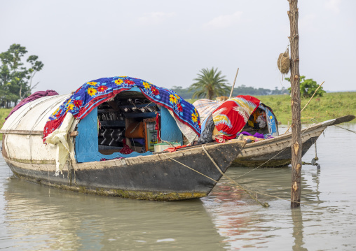 River gypsies living on their boats , Barisal Division, Barisal, Bangladesh