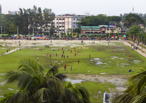 Bangladeshi men playing football, Barisal Division, Barisal, Bangladesh