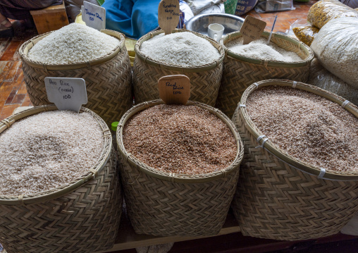 Rice for sale in Kaja Throm Centenary farmers market, Chang Gewog, Thimphu, Bhutan