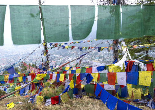 Multi colored prayer flags, Chang Gewog, Thimphu, Bhutan