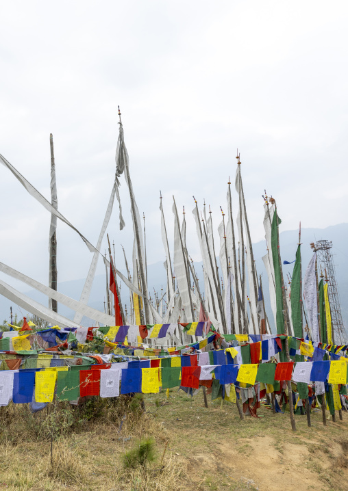 Multi colored prayer flags, Chang Gewog, Thimphu, Bhutan