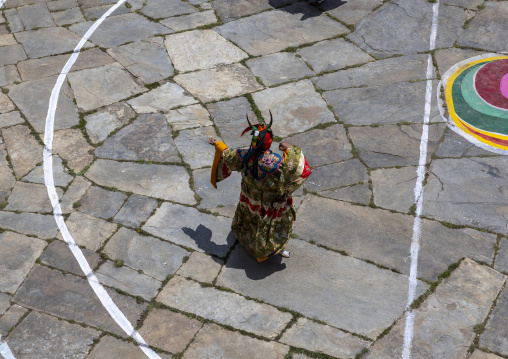 Mask dancer at the annual Ura Yakchoe festival, Bumthang, Ura, Bhutan