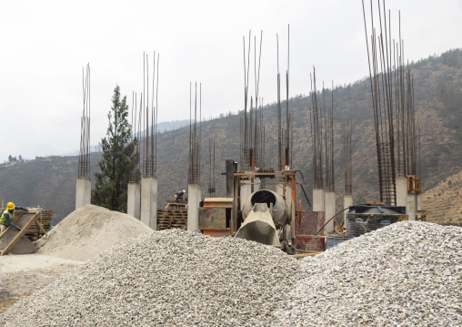 Construction site of a building, Wangchang Gewog, Paro, Bhutan