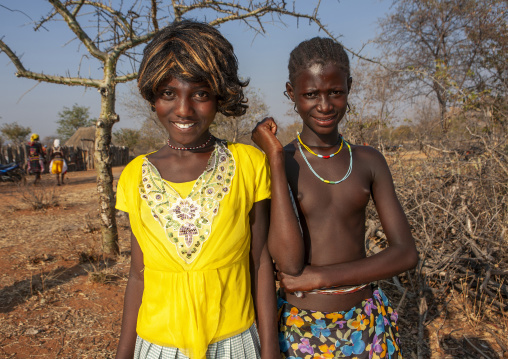 Traditional and modern mudimba girls, Cunene province, Cahama, Angola