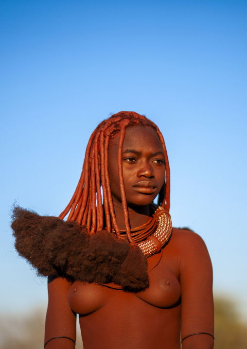Topless Himba woman, Omusati region, Ruacana, Namibia