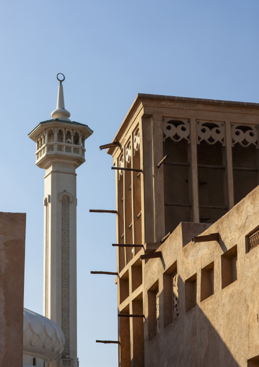 Wind towers in Bastakiya quarter, Emirates, Dubai, United Arab Emirates