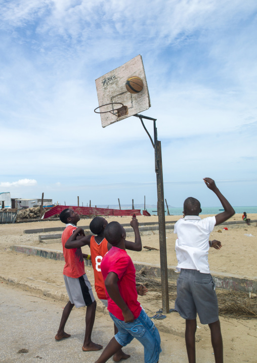 Teenagers playing basket ball, Benguela Province, Benguela, Angola