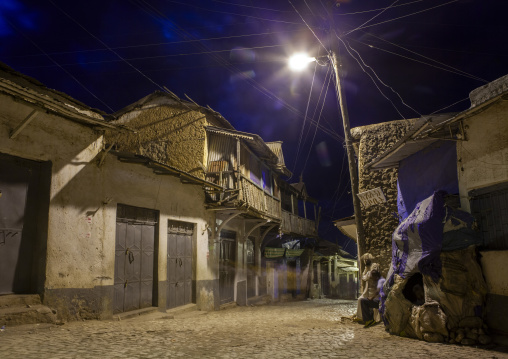 Night view of a narrow street in the old town, Harari Region, Harar, Ethiopia