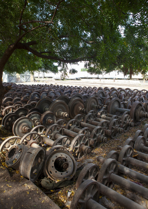 Unused train wheels at train station, Dire Dawa woreda, Dire Dawa, Ethiopia