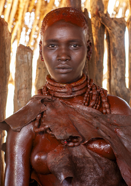 Uta woman from the Hamer tribe in her hut, Omo valley, Turmi, Ethiopia