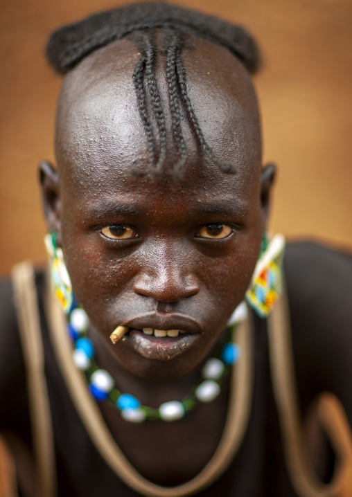 Tsemay tribe man traditional hairstyle, Omo Valley, Key Afer, Ethiopia