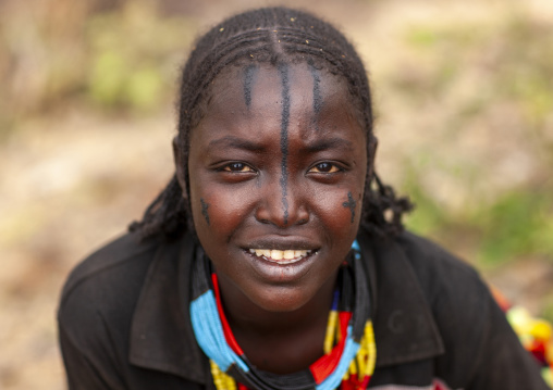Konso tribe woman with tattooed face, South Ethiopia Regional State, Konso, Ethiopia