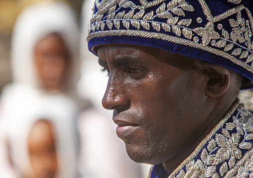 Newlywed man at wedding ceremony in traditional clothing, Oromia, Ziway, Ethiopia
