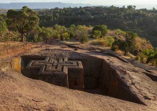 Monolithic rock-cut church of bete giyorgis, Amhara Region, Lalibela, Ethiopia