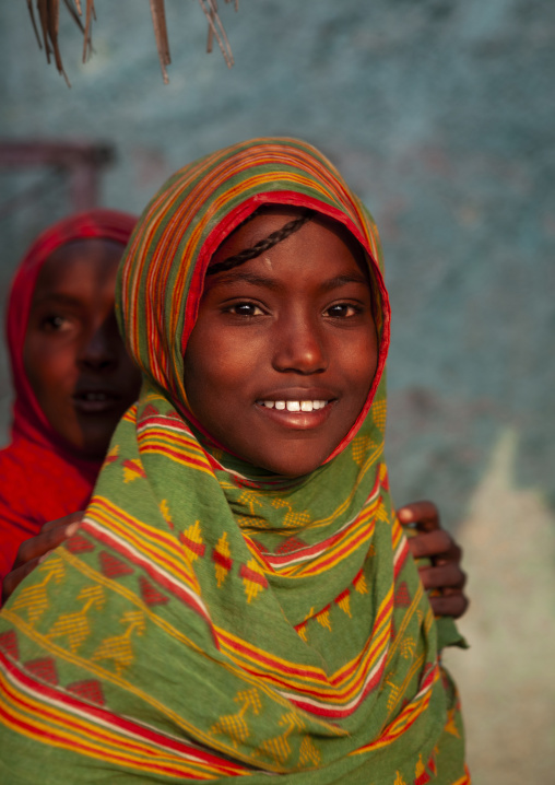 Portrait of a smiling Afar tribe girl, Afar Region, Assayta, Ethiopia