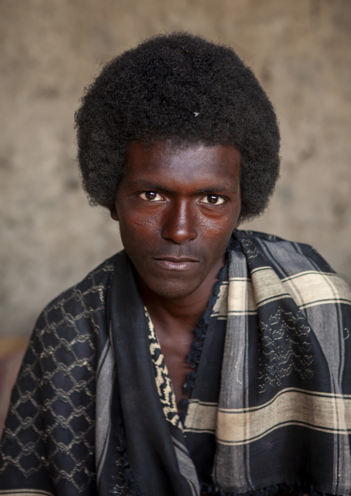 Portrait of an Afar tribe man with afro hair, Afar Region, Assayta, Ethiopia