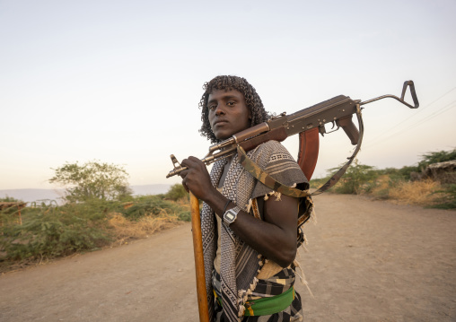 Afar tribe man with Kalashnikov, Assaita, Afar regional state, Ethiopia