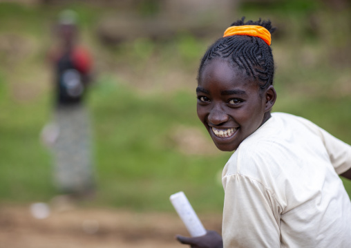 Ethiopian girl smiling, Addis Ababa region, Addis Ababa, Ethiopia