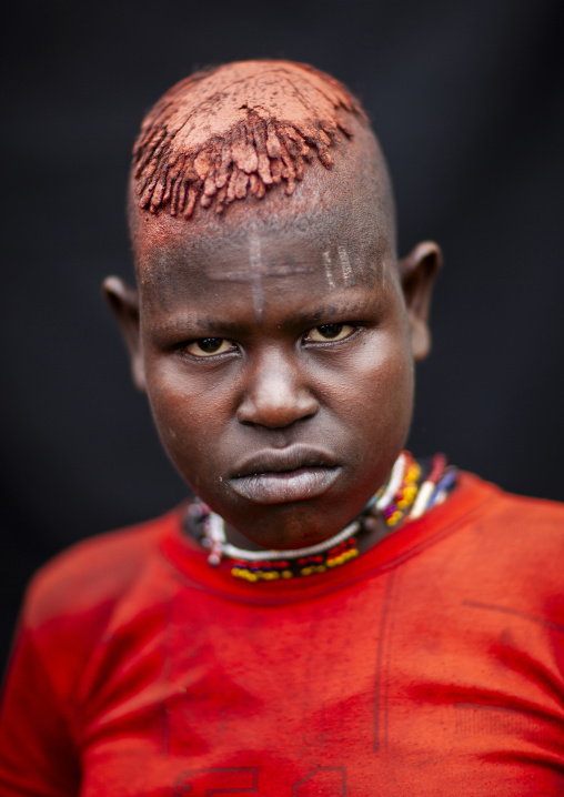 Menit woman with a cross shaped scarifications on the forehead, Omo valley, Tum, Ethiopia