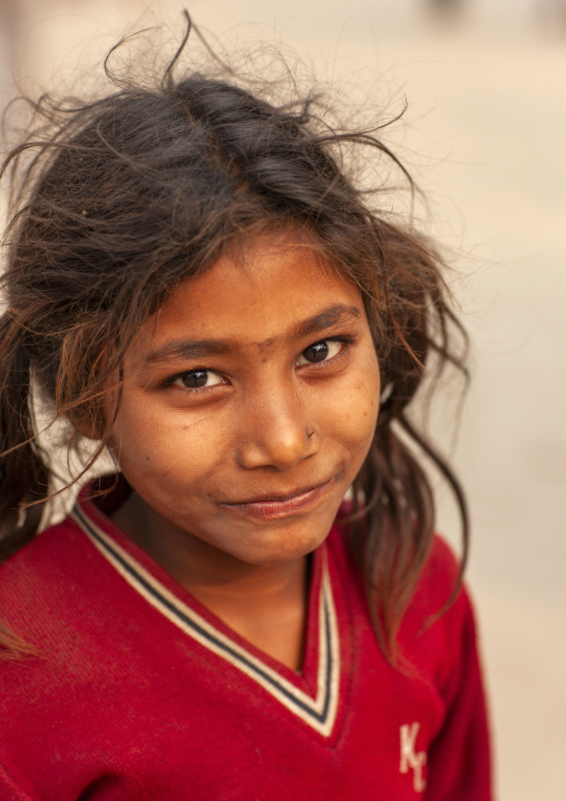 Portrait of a girl in maha kumbh mela, Uttar Pradesh, Allahabad, India