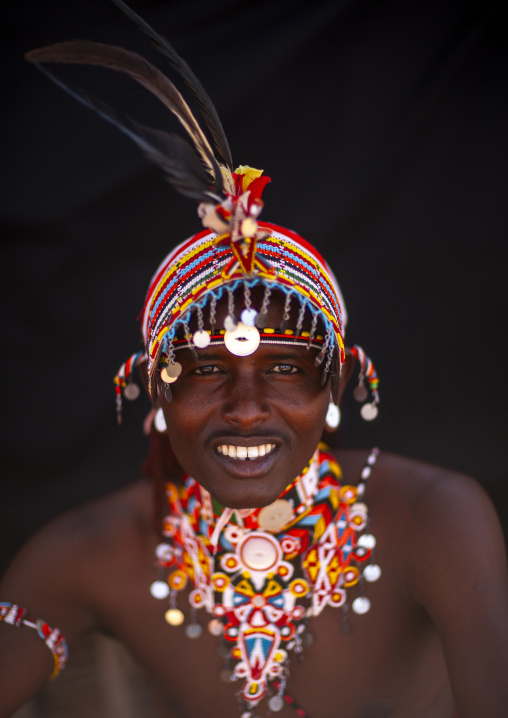 Samburu tribesman  with jewellry, Samburu county, Samburu national reserve, Kenya
