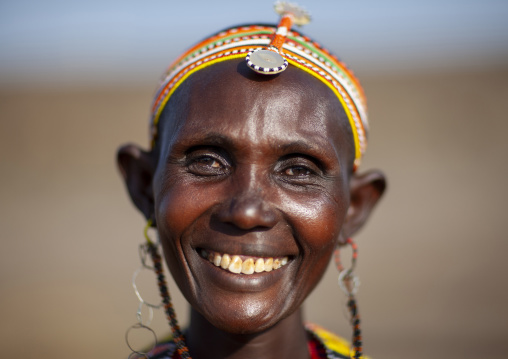 Portrait of an el molo tribeswoman, Turkana lake, Loiyangalani, Kenya