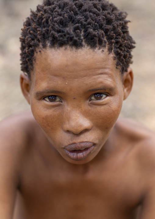 Portrait of a bushman woman, Otjozondjupa, Tsumkwe, Namibia