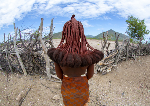 Himba tribe woman hairstyle, Kunene region, Epupa, Namibia
