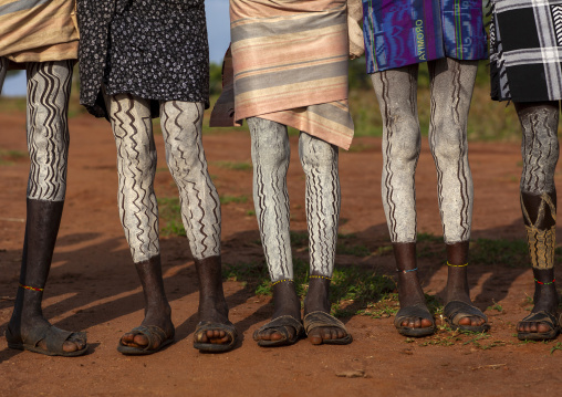 Bashada tribe warriors with body paintings, Dimeka, Omo valley, Ethiopia
