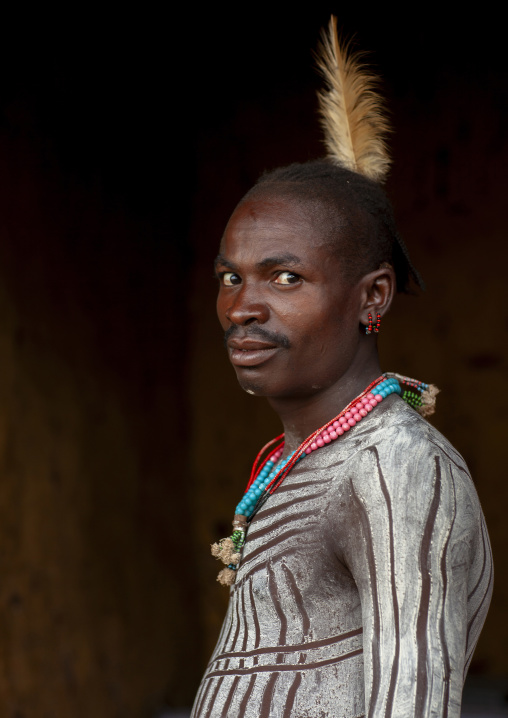 Bashada tribe man with body painting, Dimeka, Omo valley, Ethiopia