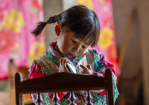 Portrait of a Giay girl with plaits, Lao Cai province, Sapa, Vietnam