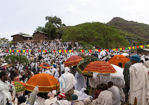 Orthodox celebration in Bilbaia Giorgis Rock Hewn Church, Amhara Region, Lalibela, Ethiopia