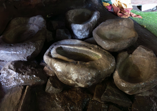 Stones to collect holy water inside nakuto lab church, Amhara Region, Lalibela, Ethiopia