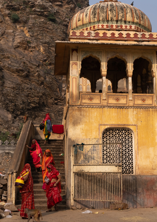 Rajasthani women in Galtaji temple aka monkey temple, Rajasthan, Jaipur, India