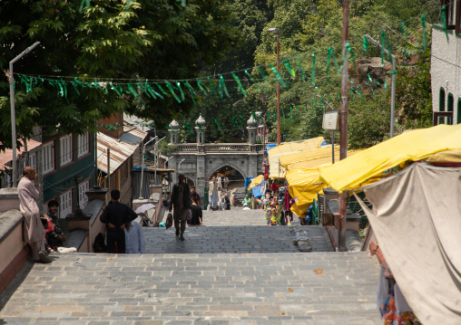 Stairs leading to Makhdoom Sahib Shrine, Jammu and Kashmir, Srinagar, India