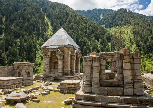 Ruins of Naranag Temple on ancient Hindu pilgrimage site, Jammu and Kashmir, Kangan, India