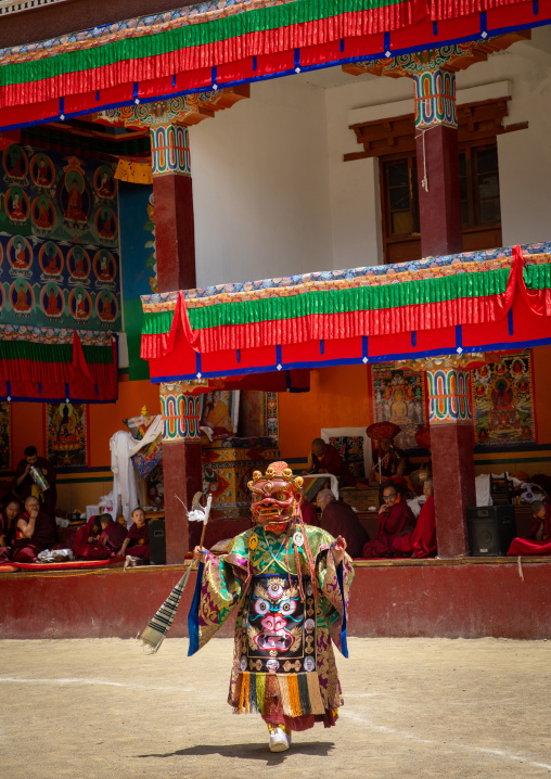 Cham dance with masked lamas in Lamayuru Monastery, Ladakh, Khalatse, India